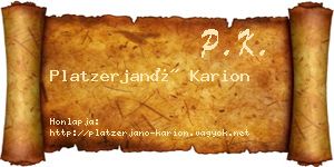 Platzerjanó Karion névjegykártya